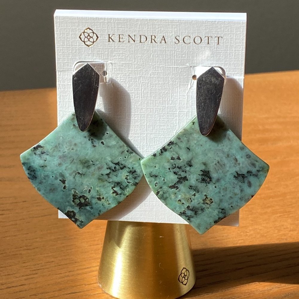 Kendra Scott Astoria earrings, silver, african turquoise